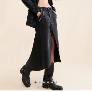 Free People - One Teaspoon 
Black Midi Skirt with Studded Details